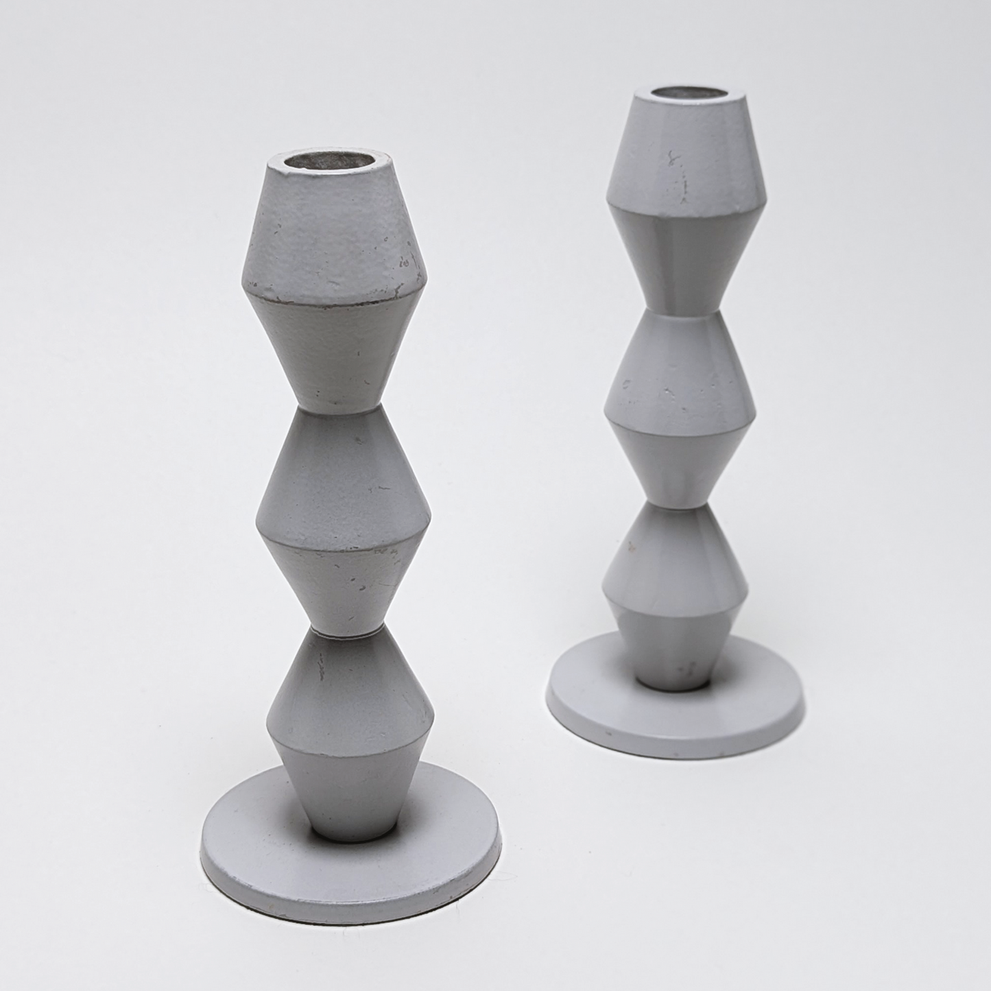 Grey Geometric Candlesticks (Pair) – Candlesticks for modern homes | Beyond The Village