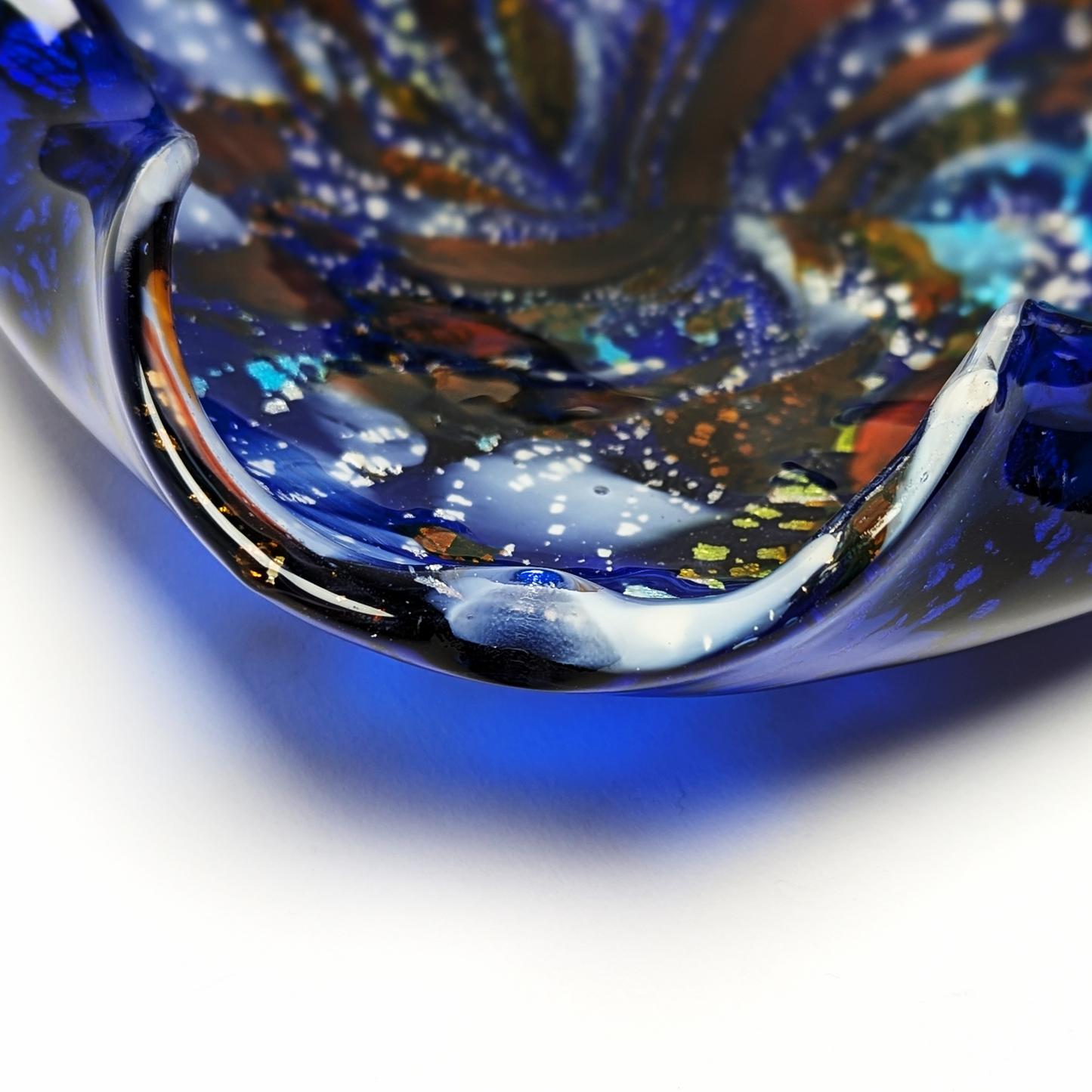 Handcrafted Catchall - 9" Blue Murano "Tutti-Frutti" Catchall by Beyond The Village