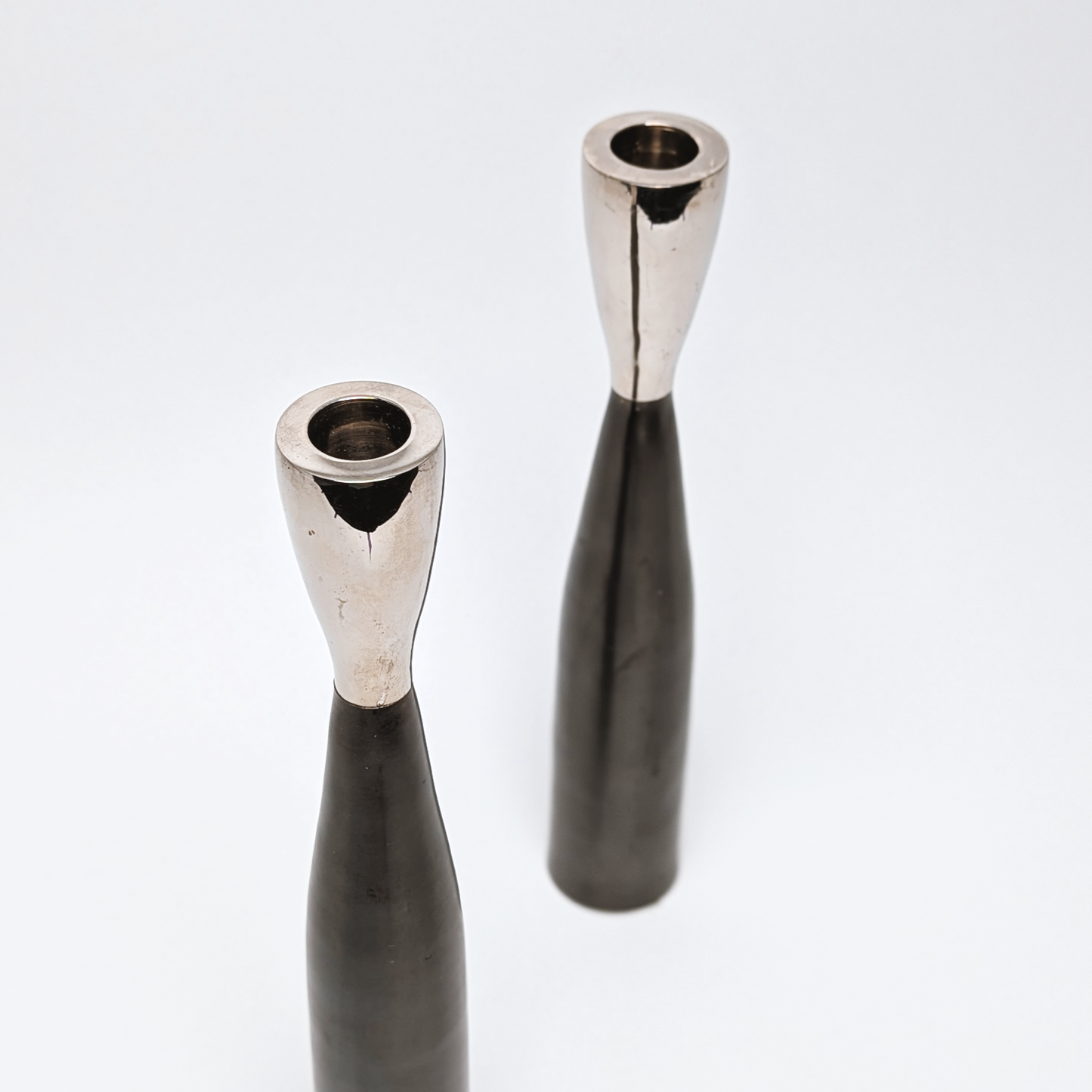 Sculpted Gunmetal Candlesticks