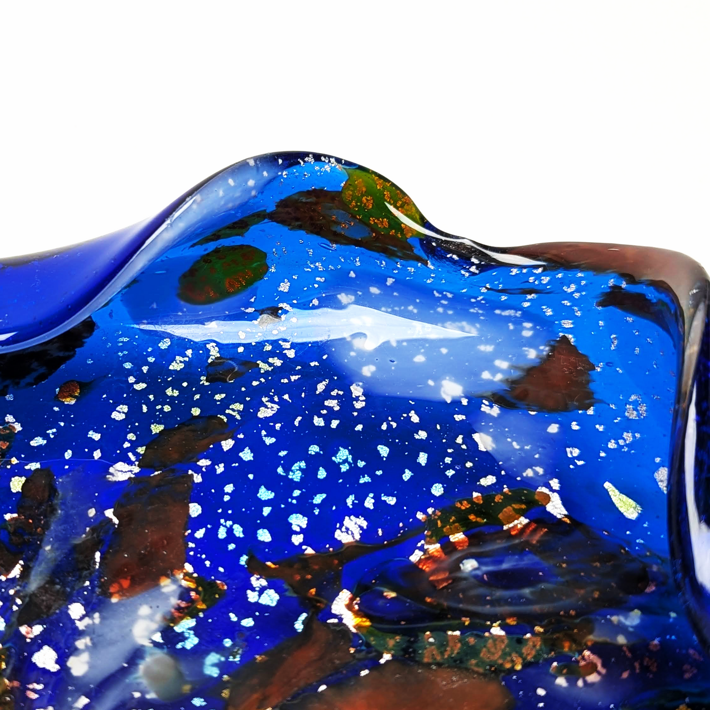 Handcrafted Catchall - 9" Blue Murano "Tutti-Frutti" Catchall by Beyond The Village