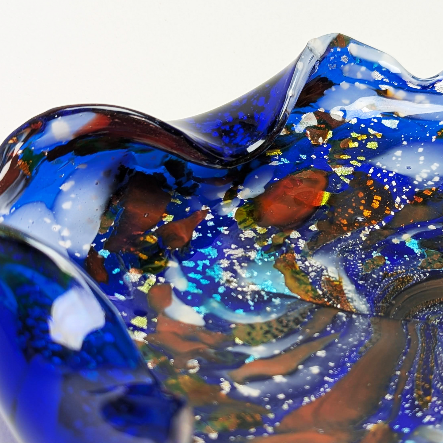 Handcrafted Catchall - 9" Blue Murano "Tutti-Frutti" Catchall by Beyond The Village