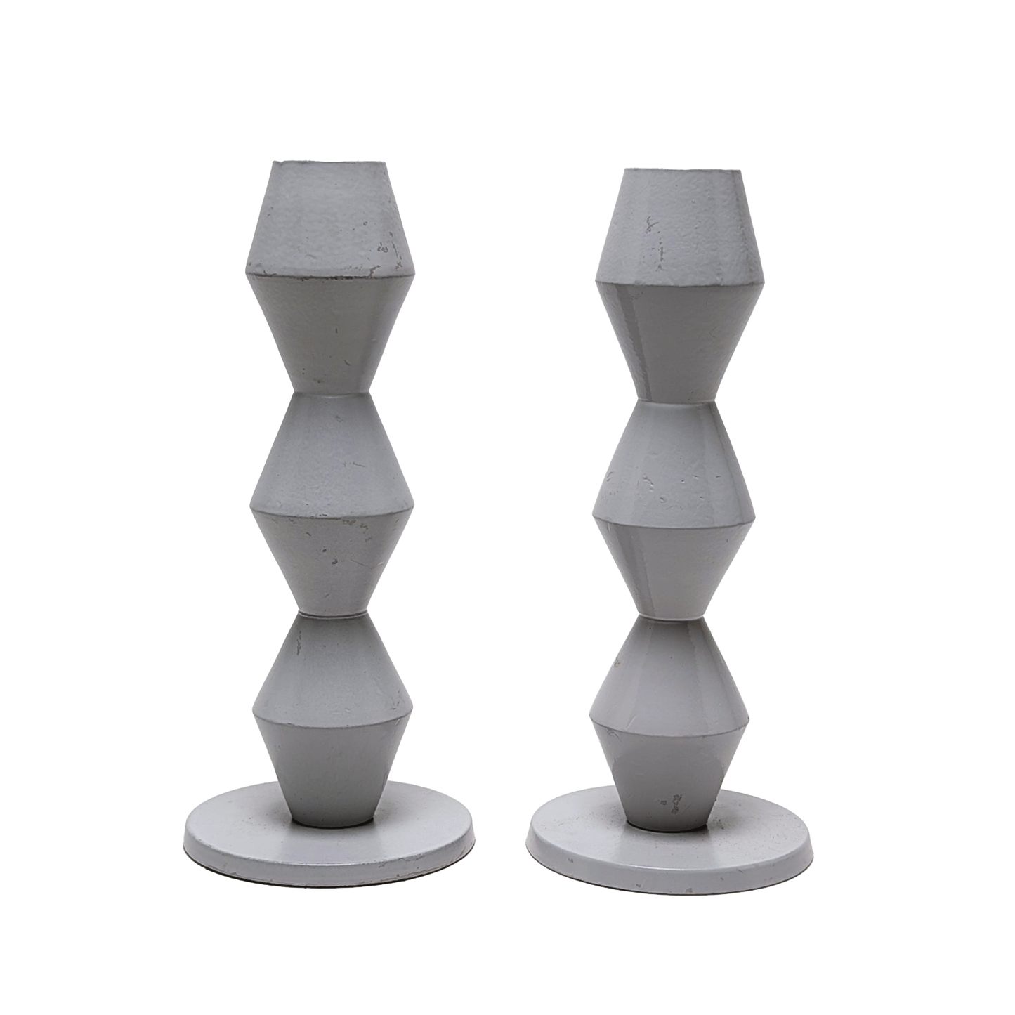 Grey Geometric Candlesticks (Pair) – Candlesticks for modern homes | Beyond The Village