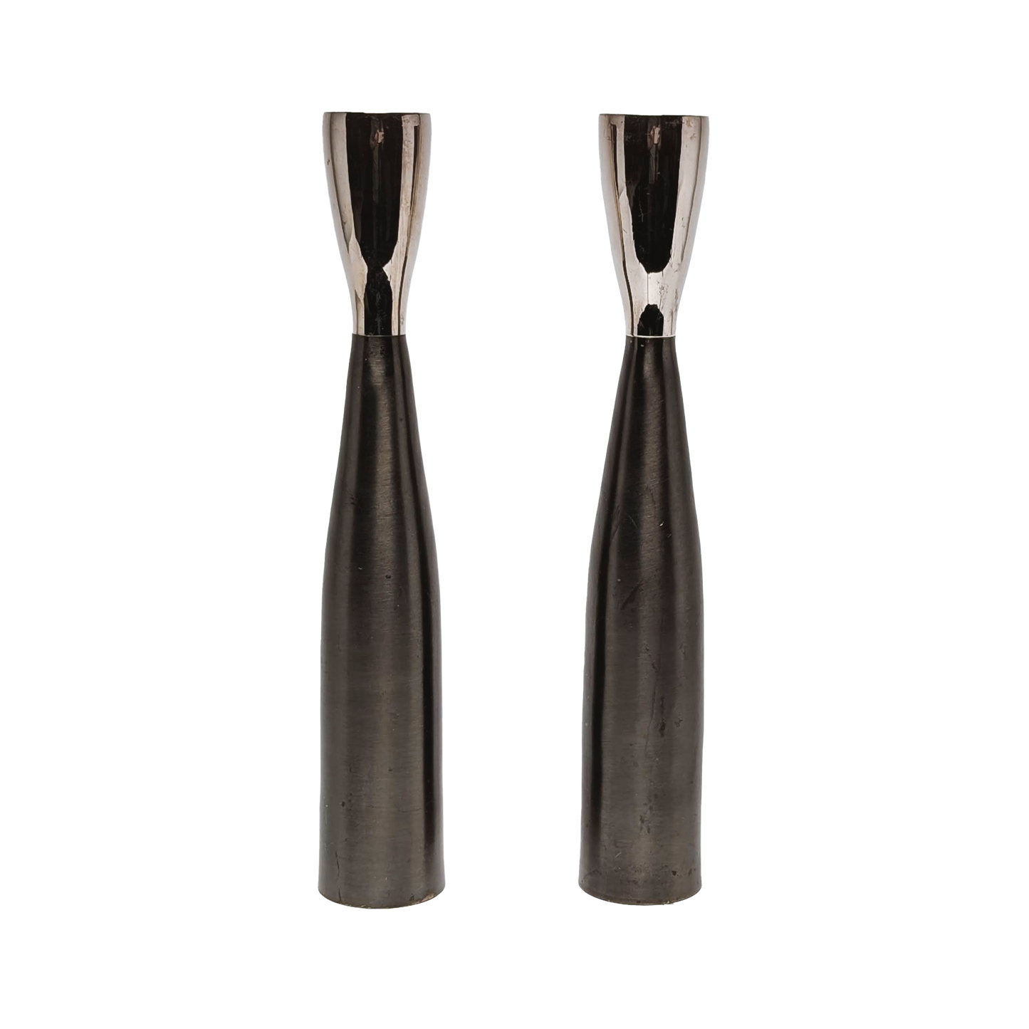 Sculpted Gunmetal Candlesticks