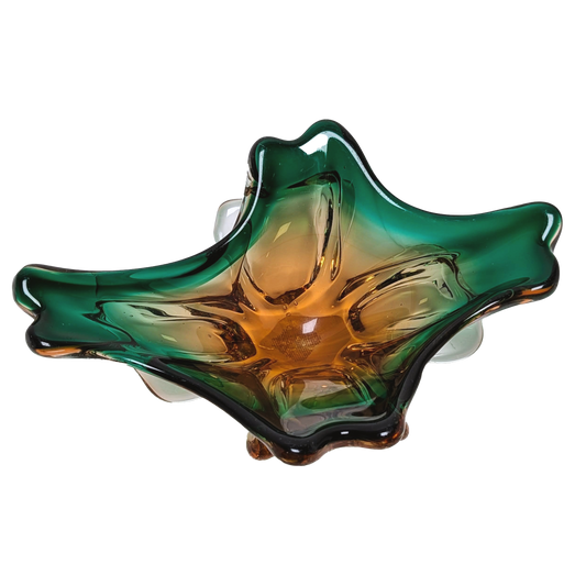 Murano Sommerso Glass Catchall - Green & Amber